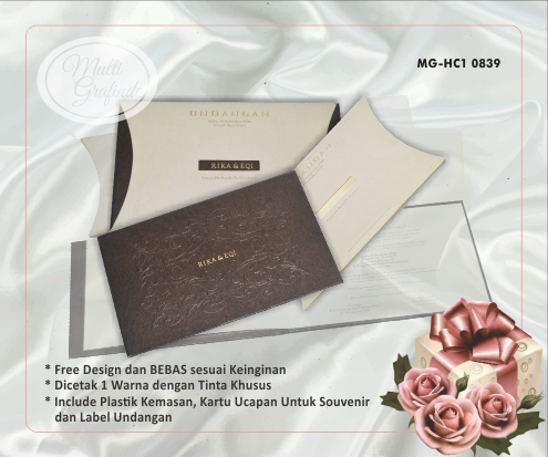 Cetak Undangan Hardcover 1 Warna 23x14 cm
